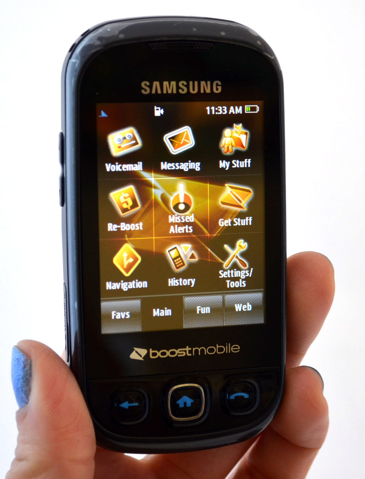 Samsung SEEK SPH-M350 Boost Mobile Cell Phone BLUE tooth slider qwerty